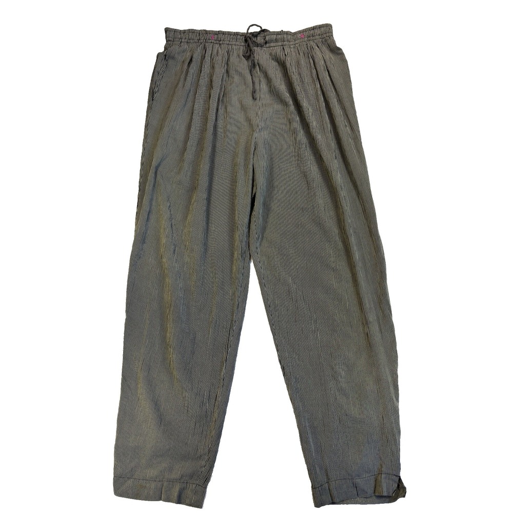 Vtg Paul Et Duffier Women's L Black Gray Striped Relaxed Pants Festival Y2K 90's